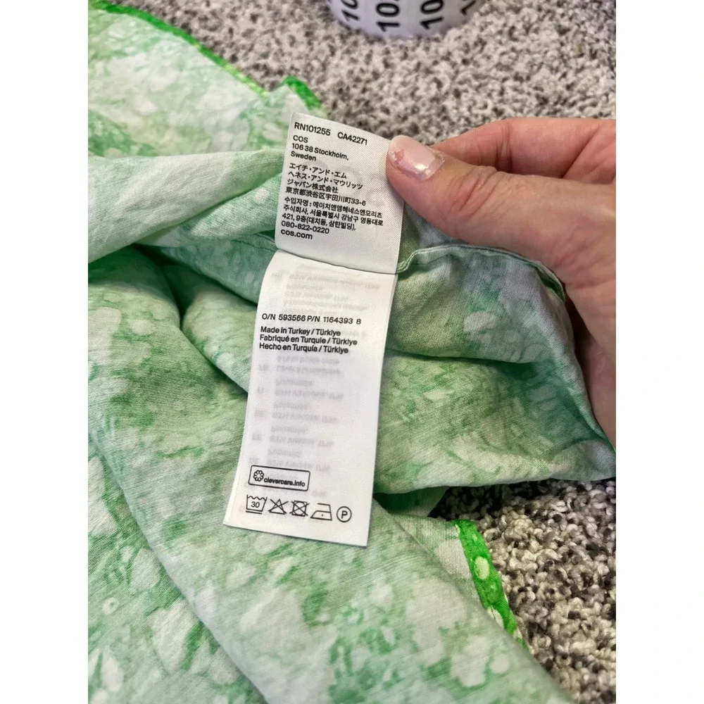 COS Green Abstract Print Sleeveless Tie Back Oversized  Maxi Dress Womens Size 6 - Picture 8 of 12